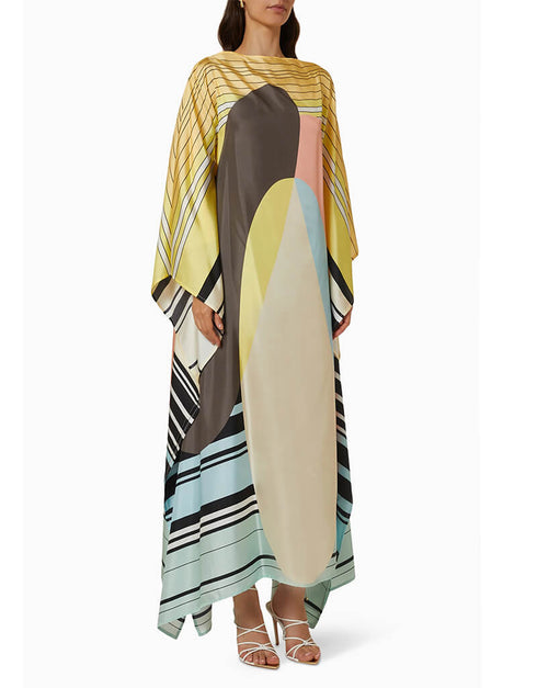 Multi Soft Satin Silk Kaftan