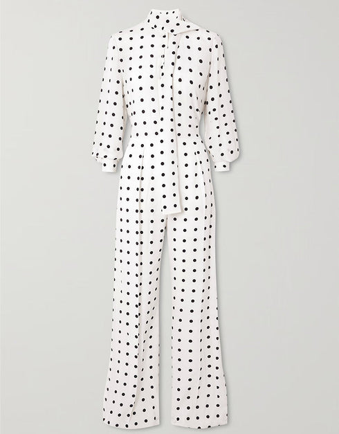 Trendy Designer Party Wear Jumpsuit With Neck Belt White Korean Bsy Dress Close-up View