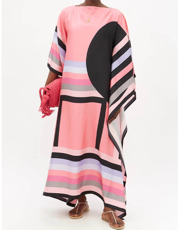 Pink Silk Crepe Kaftan