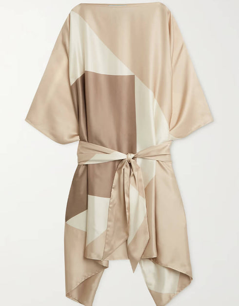 Beige & White Soft Satin Silk Kaftan womens kaftan