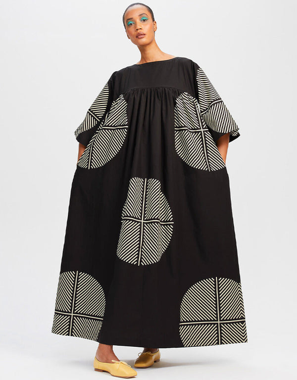 Black & White Poly Rayon Cotton Kaftan