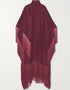 Wine High Neck Style Fringed Kaftans