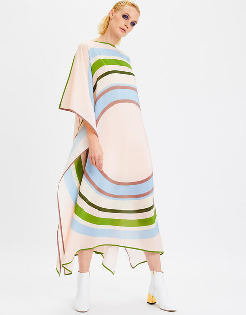 Beige Silk Crepe Kaftan