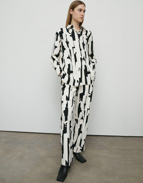 White And Black Heavy Designer Digital Printed Oversize Shirt And Pant