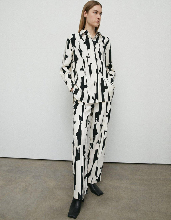 White And Black Heavy Designer Digital Printed Oversize Shirt And Pant