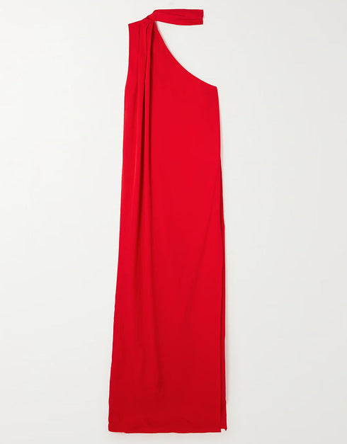 red viscose silk trendy designer party wear maxi dress digital printed work details for dress jsdc-7030-red Back View