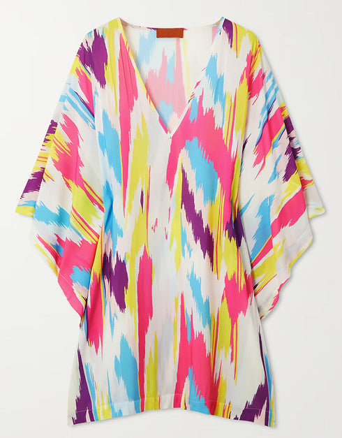 Trendy Designer Party Wear Kaftan Style One Piece Multi Color Russian Satin Suit Side View