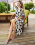 White And Black Heavy Designer Digital Printed Maxi Dress