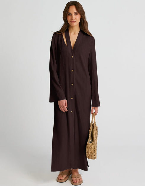 Brown Heavy Designer Heavy Fency Maxi Dress