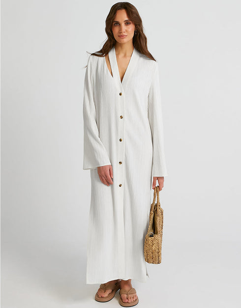 White Heavy Designer Heavy Fency Maxi Dress