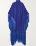 Royal Blue High Neck Style Fringed Kaftans