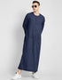Navy Blue Thobes Cotton Blend Plain Solid Work