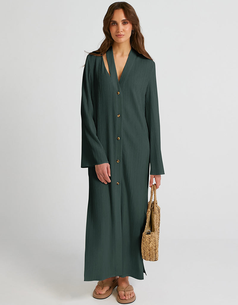 Mercury Grey Heavy Designer Heavy Maxi Dress