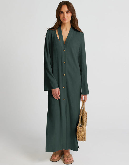 Green Heavy Designer Heavy Fency Maxi Dress