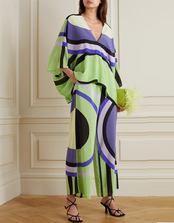 Light Green Silk Crepe Kaftan
