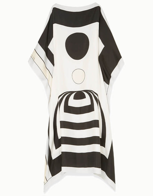 White And Black Latest Soft Silk Crepe Kaftan Beach Kaftans