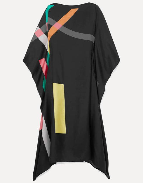 Black Latest Soft Silk Crepe Kaftan multi color kaftan