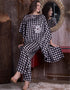 Designer Party Wear Readymade Co-Ords Set Black Satin Silk Pant Shirt Front View