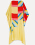 Yellow Soft Satin Silk Kaftan Closure View