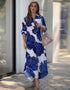 Designer Party Wear Maxi Dress Blue Korean Bsy Maxi Dress Front View