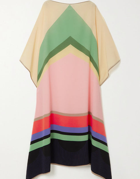 Multi Latest Soft Silk Crepe Kaftan Back View