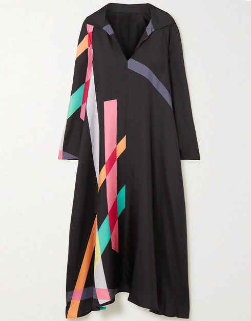 Black Fancy Soft Silk Crepe Kaftan designer kaftan