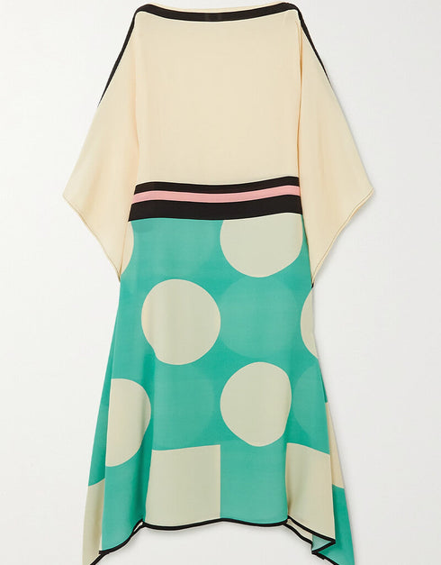 Cream Soft Satin Silk Kaftan Closure View