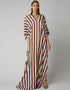 Brown And White Fancy Soft Satin Silk Kaftan