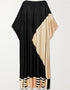 Black And Beige Soft Satin Silk Kaftan Closure View