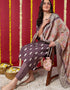 Blended Silk Ready Made Set With Dupatta Congo Brown Blended Silk Pant Straight Back View