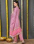 Pure Cotton Ready Made Set With Dupatta Light Carmine Pink Cotton Pant Straight Back View