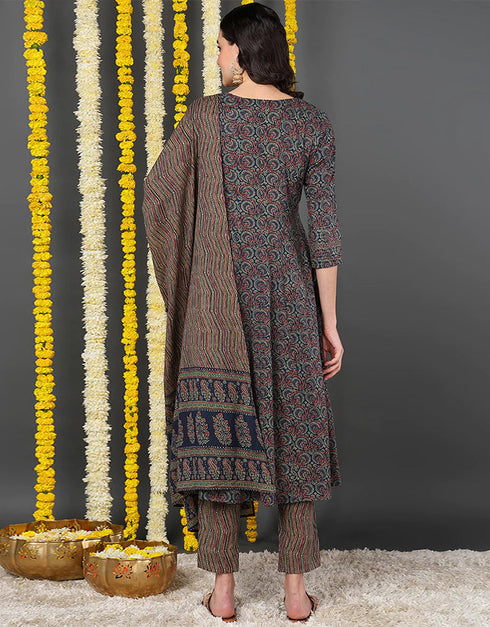 Pure Cotton Ready Made Set With Dupatta Firefly Cotton Pant Straight Back View