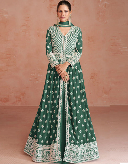 Green Real Georgette Pant Anarkali