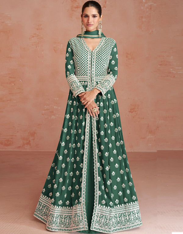 Green Real Georgette Pant Anarkali