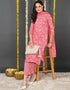 Pure Cotton Ready Made Set With Dupatta Rose Pink Cotton Pant Straight Close-up View