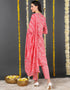 Pure Cotton Ready Made Set With Dupatta Rose Pink Cotton Pant Straight Back View