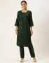 elegant rangoon green chinon silk sequinned kurta with trousers straight design pant naaz-2863-20019 Front View