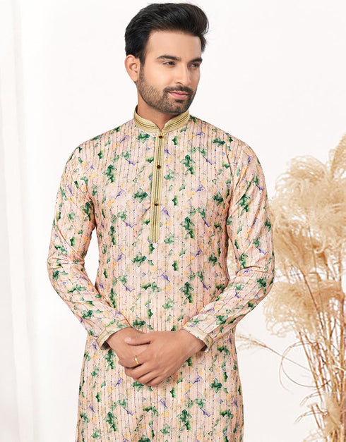 Readymade Kurta Payjama Wedding collection Desert Sand Kurta Heavy Cotton Payjama Close-up View