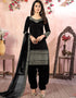Black Art Silk Patiyala Salwar Suit Closure View