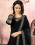 Black Art Silk Patiyala Salwar Suit Back View