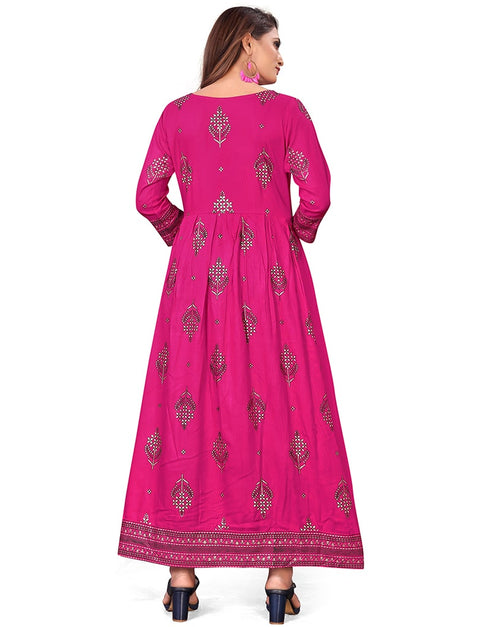 Pink Heavy Designer Heavy 14 Kg Reyon Gown Salwar Kameez