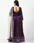 Dark Purple Malay Satin Silk Lehenga Choli Back View