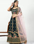 Jungle Green Malay Satin Silk Lehenga Choli Closure View