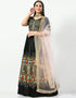 Mirage Black Malay Satin Silk Lehenga Choli Closure View