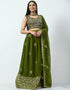 Verdun Green Georgette Lehenga Choli Closure View