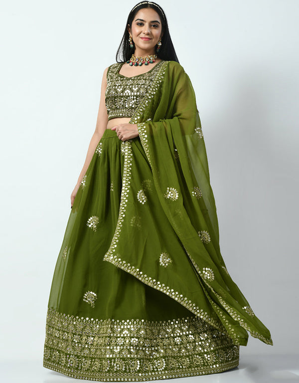 Verdun Green Georgette Lehenga Choli