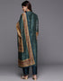 trendy gable green chanderi silk pakistani style kameez with plazo dupatta set with gable green blended silk 2861-20027 Back View