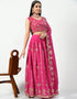 Cerise Pink Faux Georgette Lehenga Choli Closure View