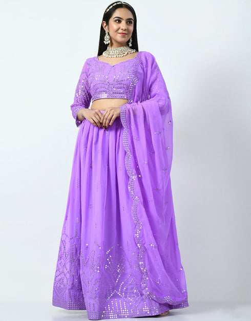 Pale Violet Faux Georgette Lehenga Choli