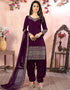 Purple Art Silk Patiyala Salwar Suit Closure View